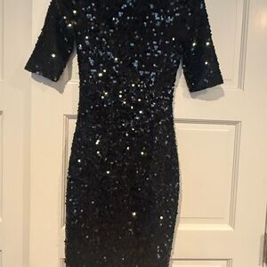 BCBGMaxAzria Black Sequin Midi Dress